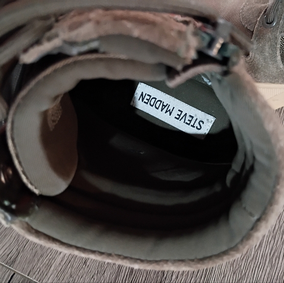 Steve Madden Women's Greater Hiker Platform Block Heel Booties Size 7.5 Olive - Picture 7 of 8